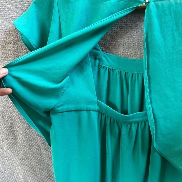 Meadow Rue 6 Blouse Green-Blue Square-neck Tank Ruffles Open Back Flutter Anthro - Picture 10 of 12